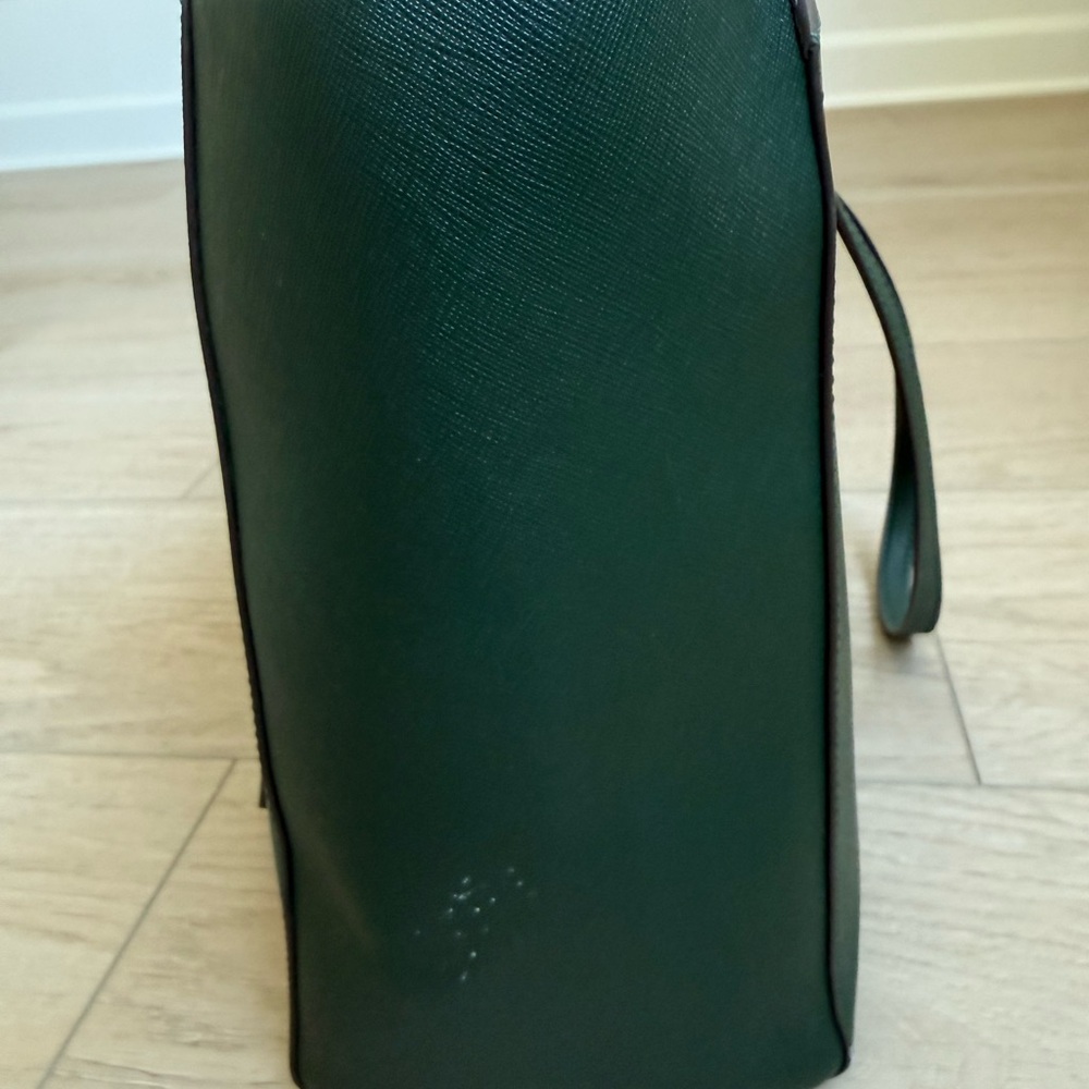 Tory Burch Forest Green Tote with Gold Accents - Picture 9 of 12